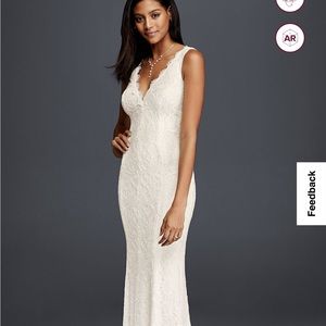 Scalloped lace stretch wedding dress